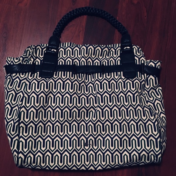 shoulder bag/ overnight bag. Navy blue/green - Picture 2 of 6